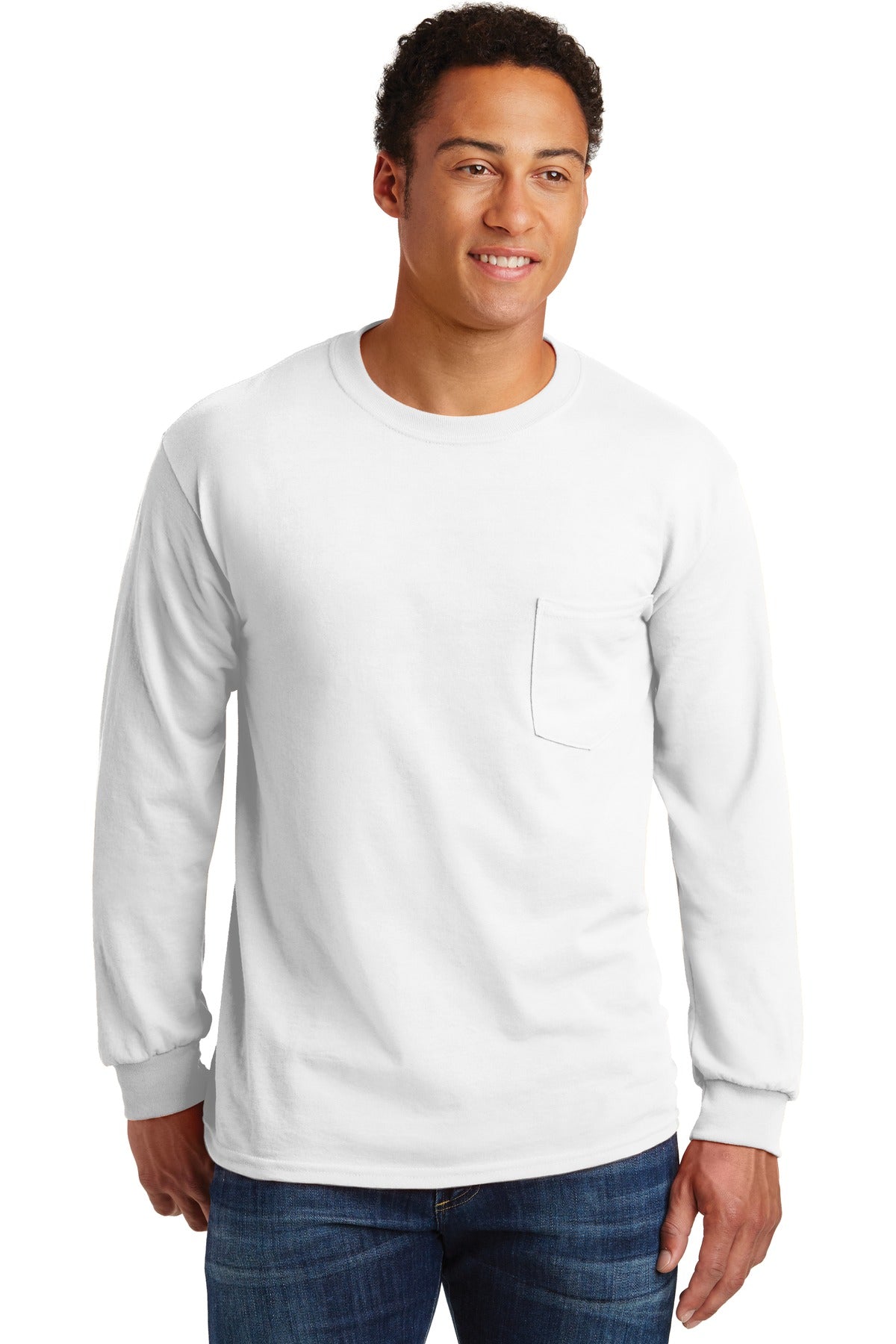 Gildan® - Ultra Cotton® 100% Cotton Long Sleeve T-Shirt with Pocket. 2410