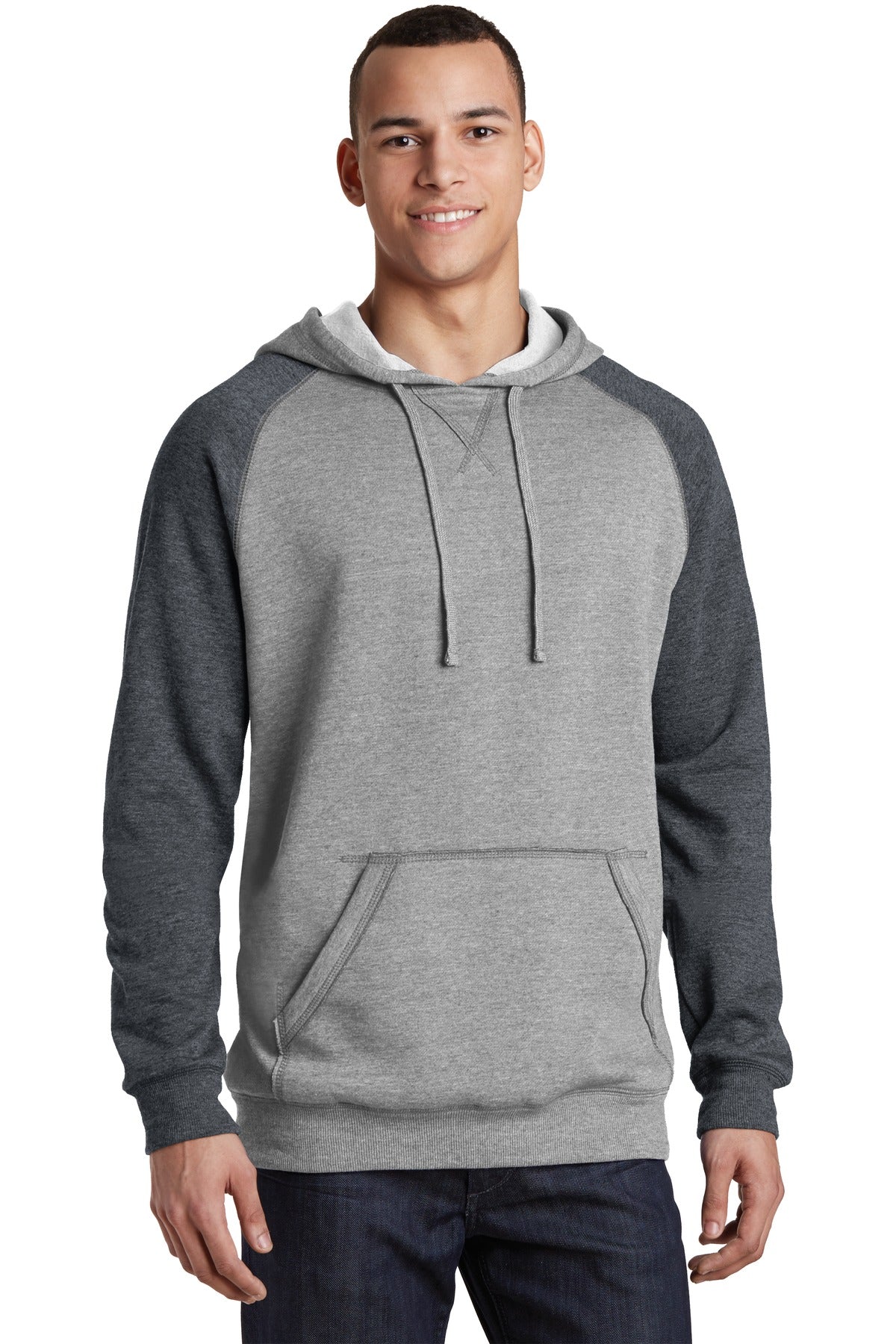District® Young Mens Lightweight Fleece Raglan Hoodie. DT196