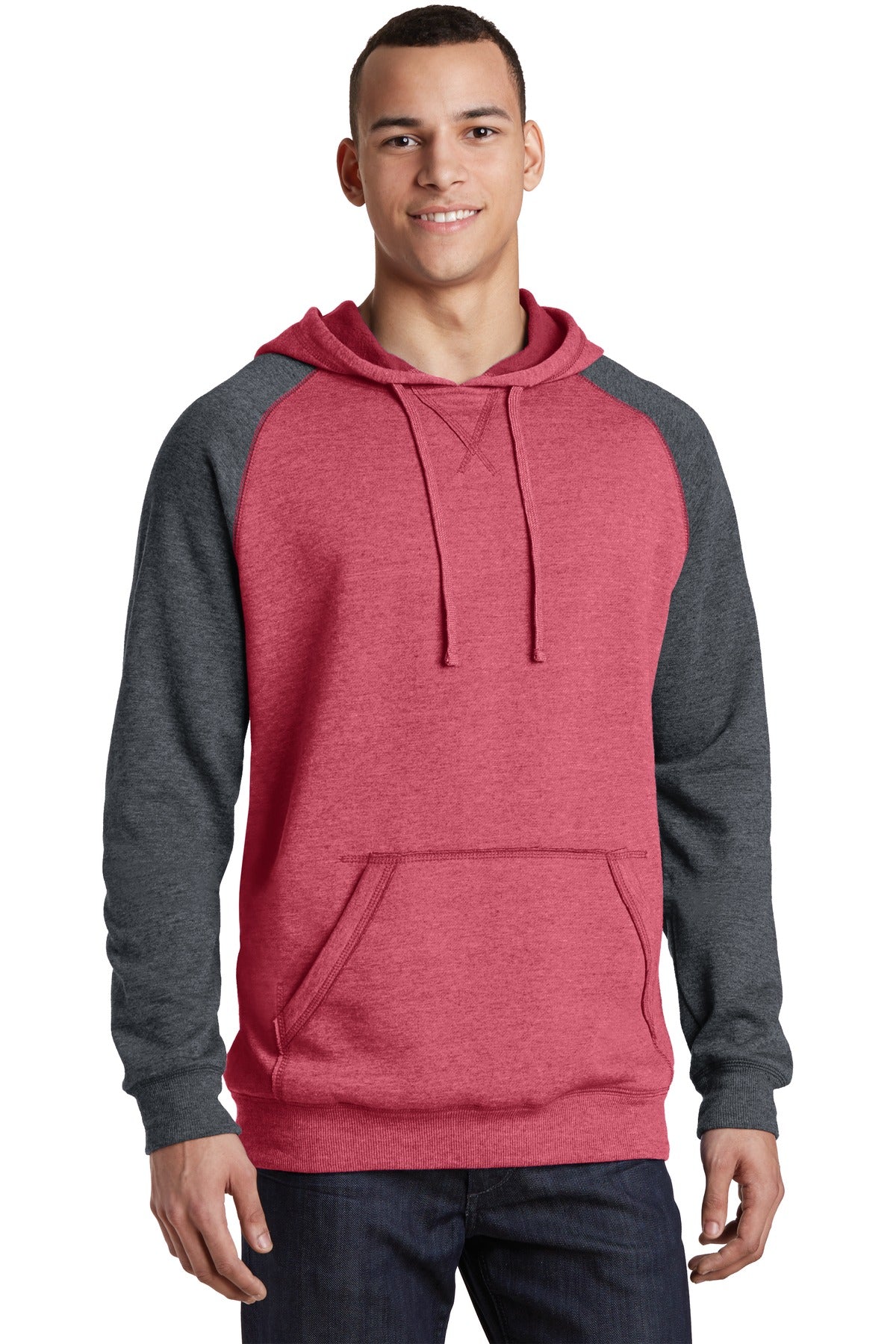 District® Young Mens Lightweight Fleece Raglan Hoodie. DT196