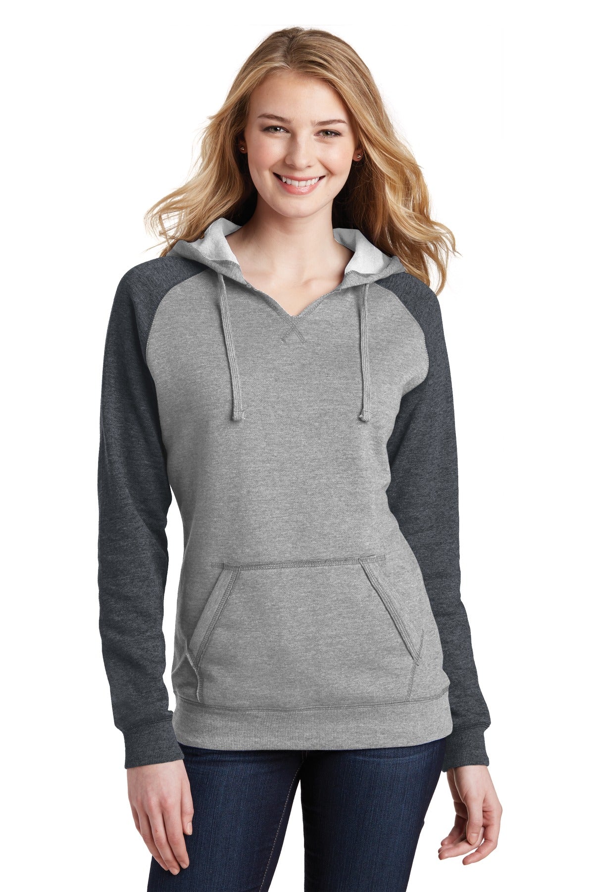 District® Women's Lightweight Fleece Raglan Hoodie. DT296