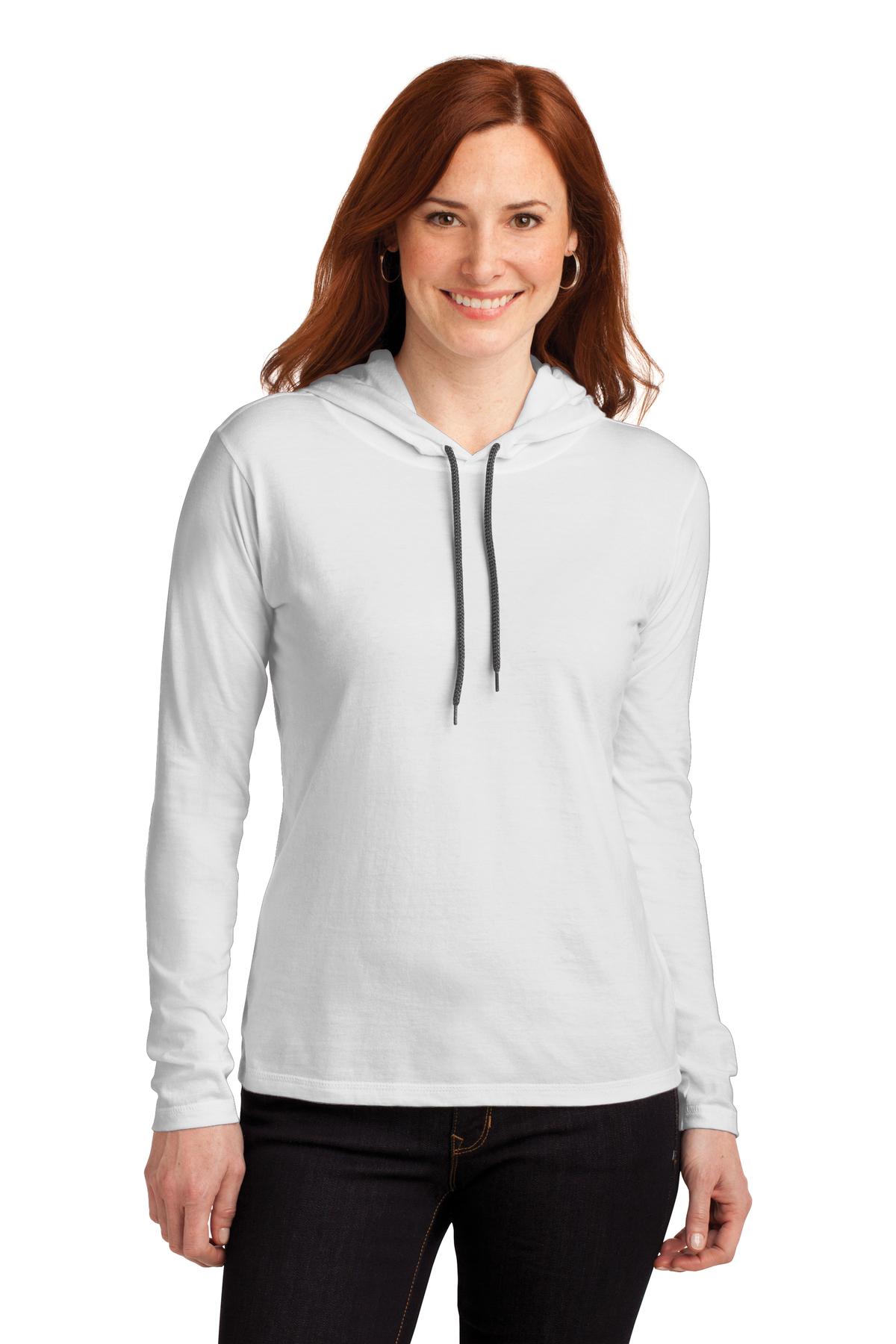 Gildan® Ladies 100% Combed Ring Spun Cotton Long Sleeve Hooded T-Shirt. 887L