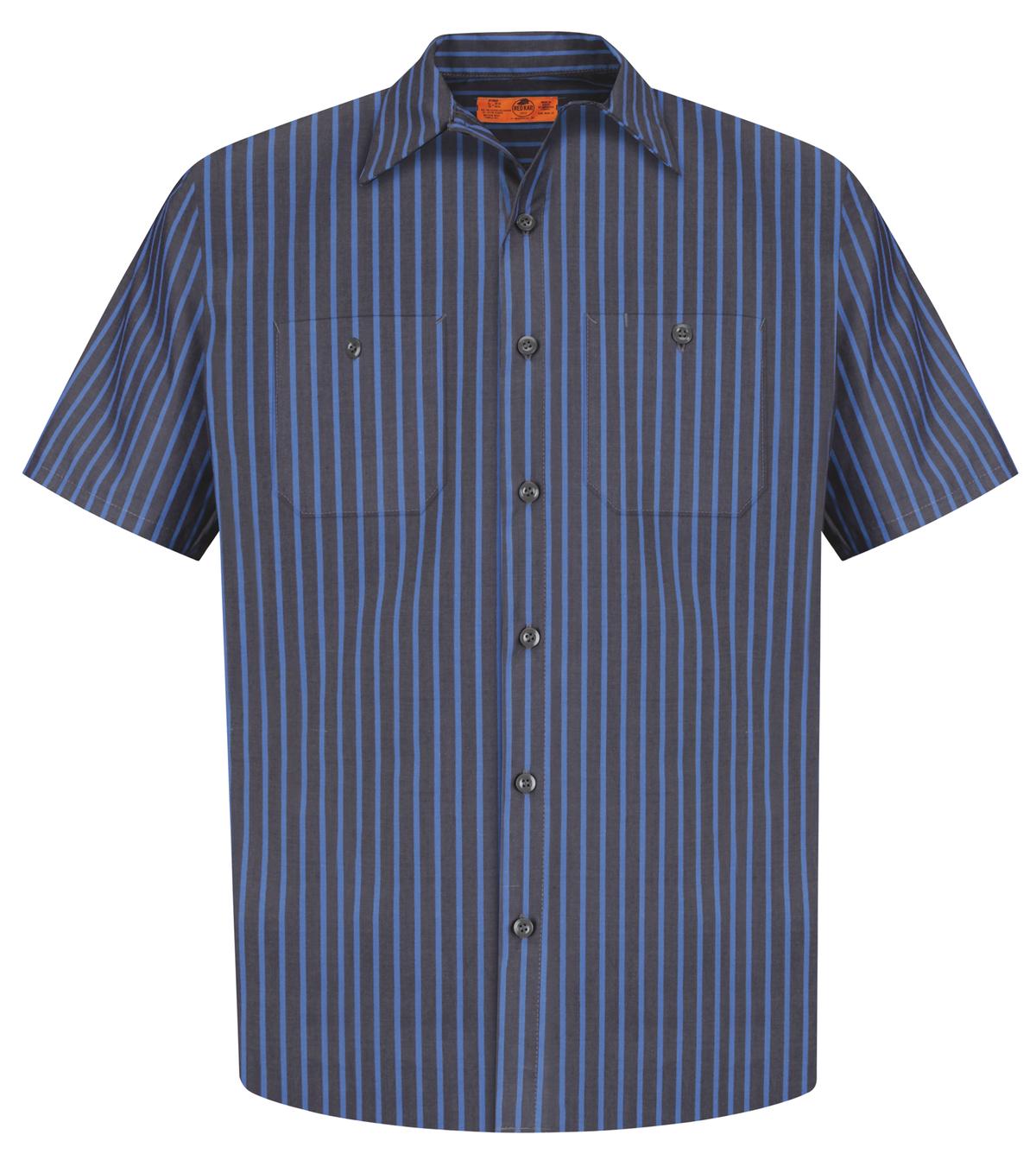 Red Kap® Long Size, Short Sleeve Striped Industrial Work Shirt. CS20LONG