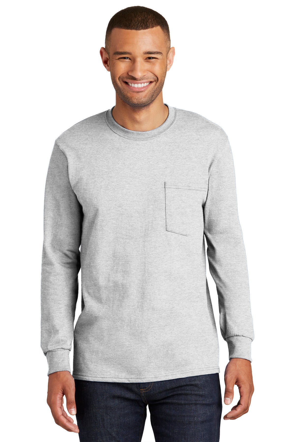 Port & Company® Tall Long Sleeve Essential Pocket Tee. PC61LSPT