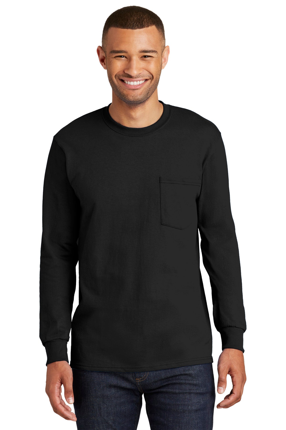 Port & Company® Tall Long Sleeve Essential Pocket Tee. PC61LSPT