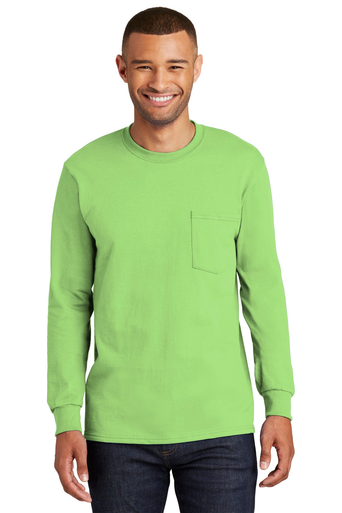 Port & Company® Tall Long Sleeve Essential Pocket Tee. PC61LSPT